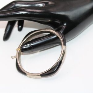 Black Jade Hinged Bangle Bracelet
